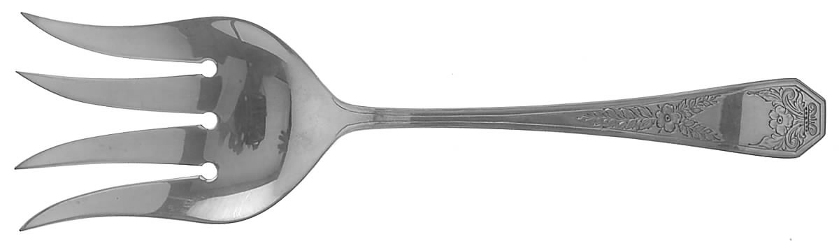 Queen Anne No. 11-Engraved (Sterling, 1910) Solid Salad Serving Fork by Dominick & Haff-1
