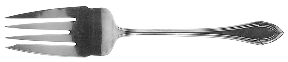 Queen Elizabeth (Sterling, 1916) Large Solid Cold Meat Serving Fork by Dominick & Haff-1