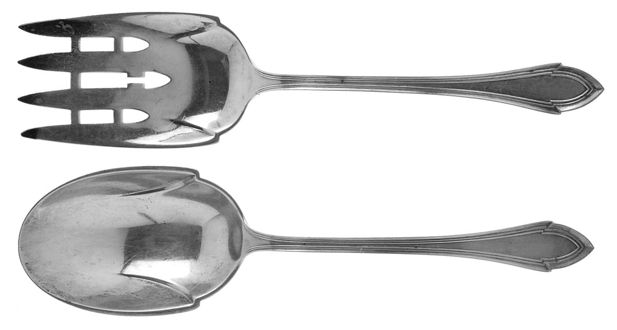 Queen Elizabeth (Sterling, 1916) (2 Pc) Solid Salad Set by Dominick & Haff-1