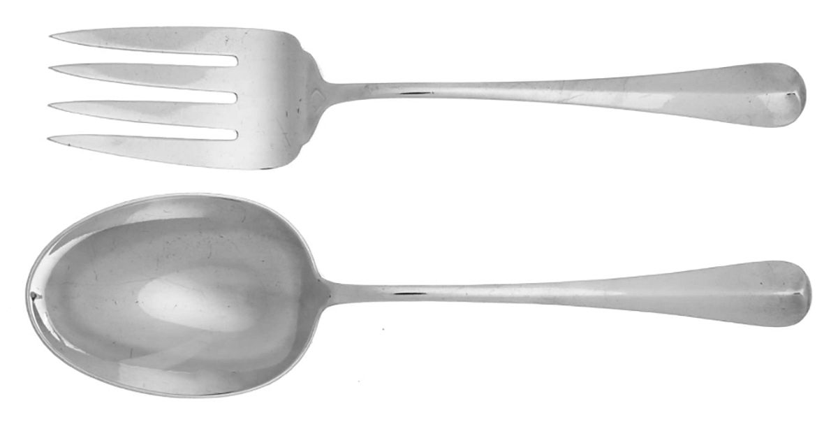 Rattail Antique (Sterling, 1890) (2 Pc) Solid Salad Set by Dominick & Haff-1