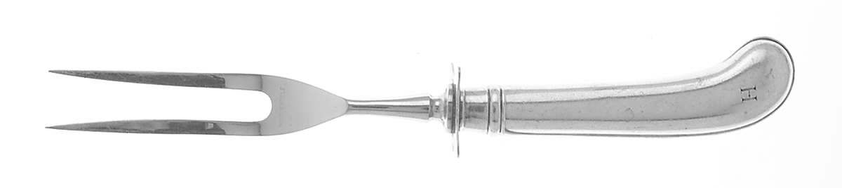 Rattail Antique (Sterling, 1890) Small Steak Carving Fork with Stainless Prongs by Dominick & Haff-1
