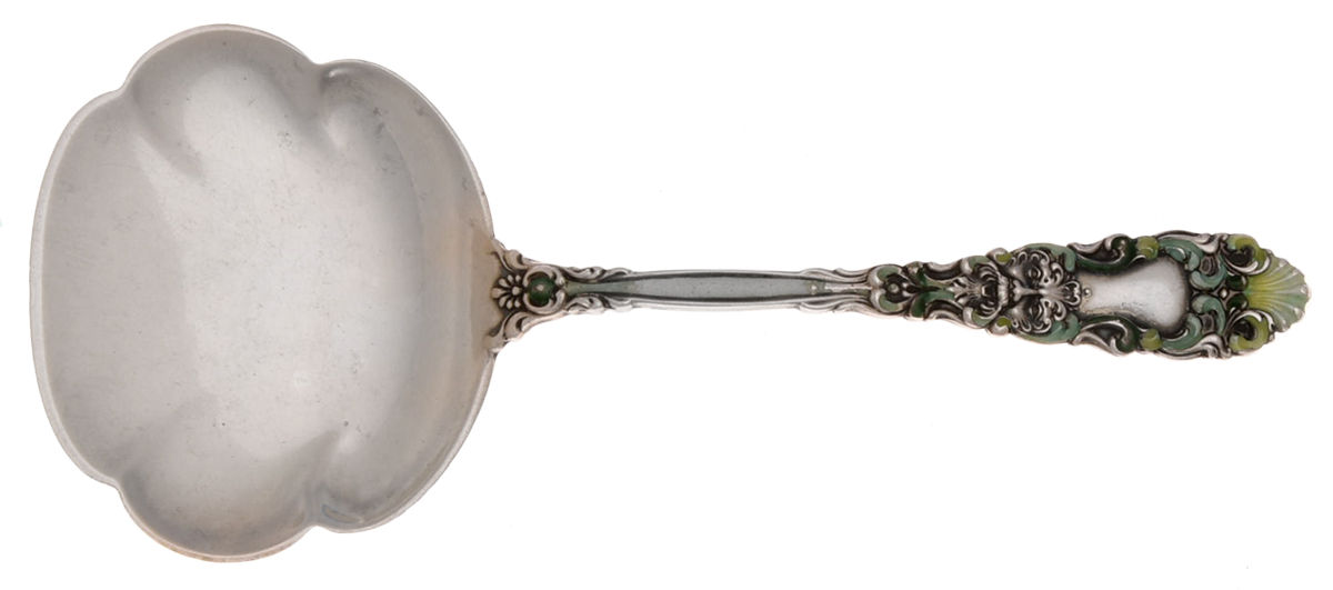 Renaissance (Sterling, 1894) Bon Bon Spoon, Enameled Handle by Dominick & Haff-1