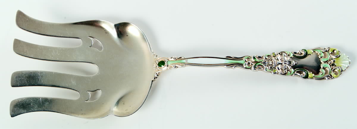 Renaissance (Sterling, 1894) Enameled Solid Large Asparagus Fork by Dominick & Haff-1