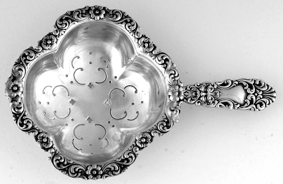 Renaissance (Sterling, 1894) Solid Individual Overcup Tea Strainer by Dominick & Haff-1