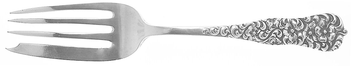 Rococo (Sterling, 1888) Small Solid Cold Meat Serving Fork by Dominick & Haff-1