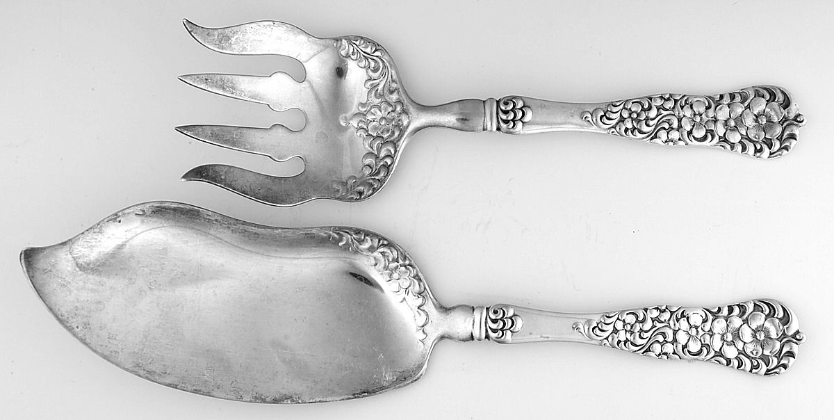 Rococo (Sterling, 1888) 2 Piece Large Solid Fish Serving Set by Dominick & Haff-1