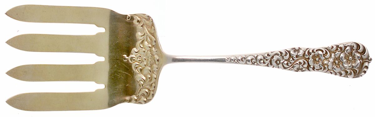 Rococo (Sterling, 1888) Large Solid Asparagus Serving Fork by Dominick & Haff-1