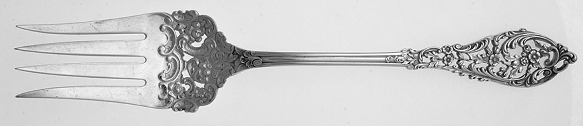 Trianon Pierced (Sterling, 1885) Large Solid Cold Meat Serving Fork by Dominick & Haff-1