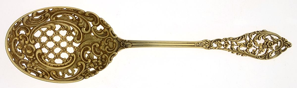 Trianon Pierced (Sterling, 1885) Gold Vermeil Ice Serving Spoon by Dominick & Haff-1