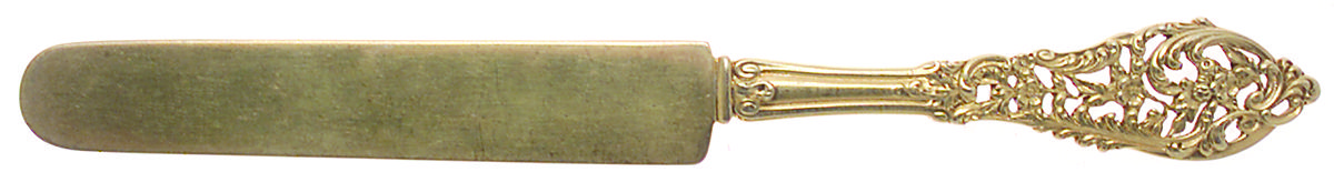 Trianon Pierced (Sterling, 1885) Gold Vermeil Solid Dessert Tea Knife by Dominick & Haff-1