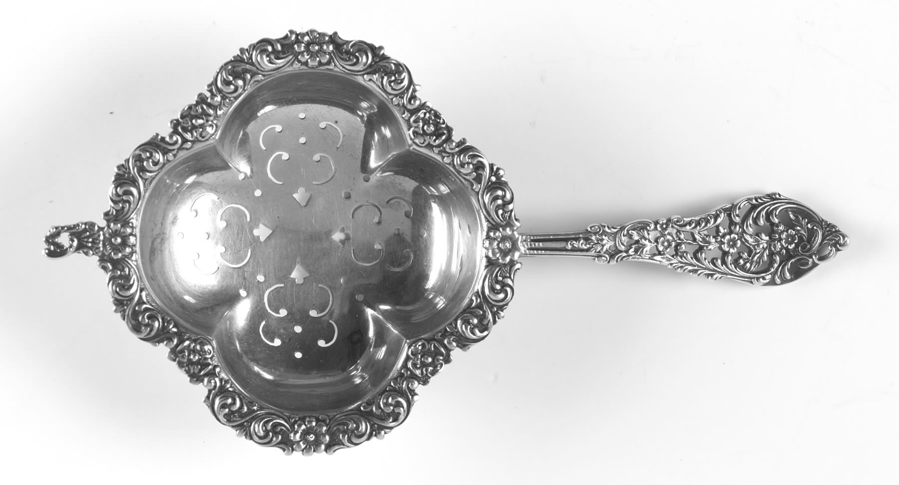 Trianon Pierced (Sterling, 1885) Solid Individual Overcup Tea Strainer by Dominick & Haff-1