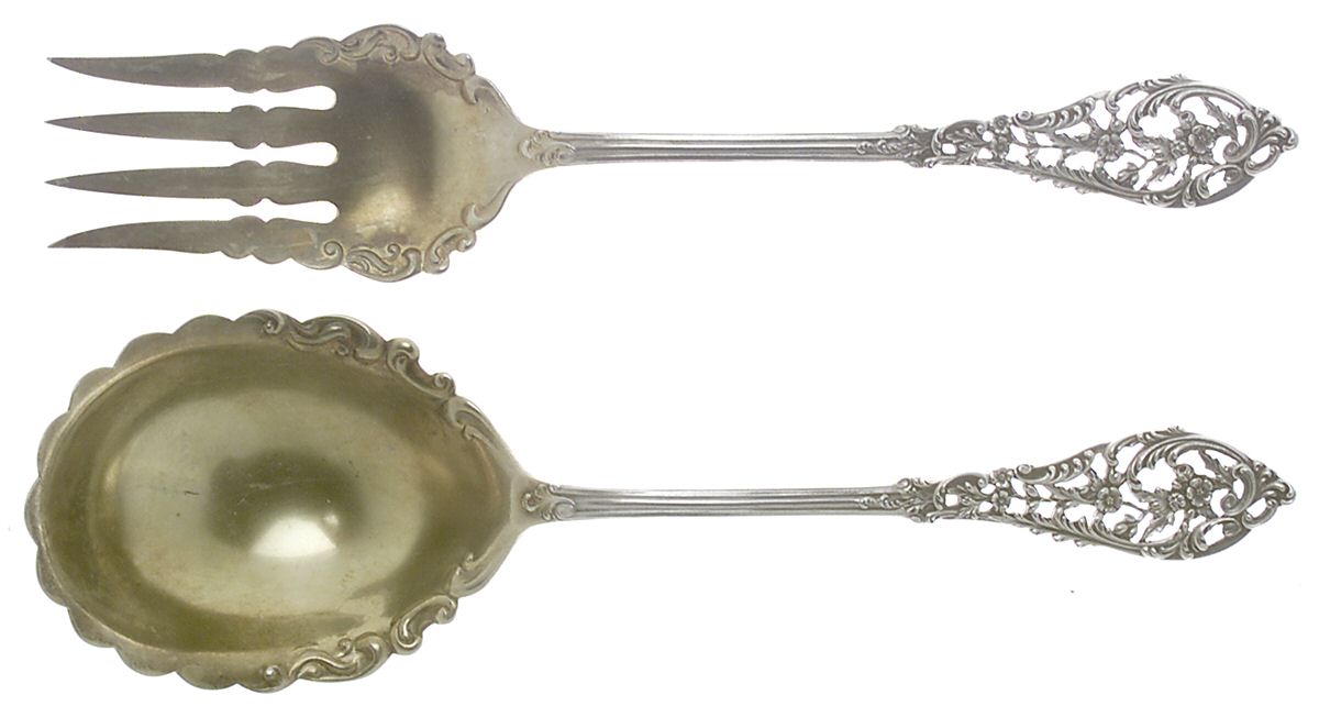 Trianon Pierced (Sterling, 1885) (2 Pc) Solid Salad Set by Dominick & Haff-1