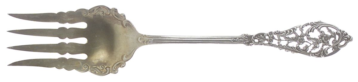 Trianon Pierced (Sterling, 1885) Solid Salad Serving Fork by Dominick & Haff-1