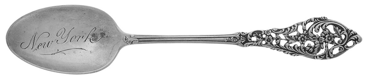 Trianon Pierced (Sterling, 1885) Souvenir Spoon (Demitasse) by Dominick & Haff-1