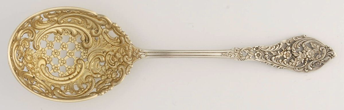Trianon Pierced (Sterling, 1885) Pierced Nut Serving Spoon by Dominick & Haff-1