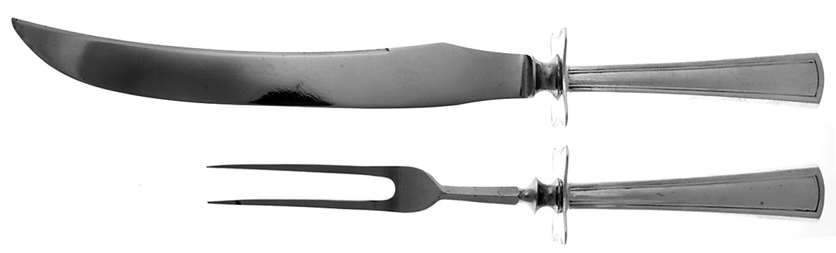 Virginia (Sterling, 1912, No Monograms) Large 2-Piece Roast Carving Set w/ Stainless Blade by Dominick & Haff-1