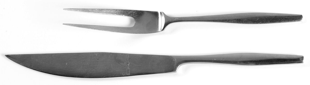 Variation V (Stnl, Germany, Denmark, Finland, Norway) Large 2-Piece Roast Carving Set with Stainless Blade by Dansk-1