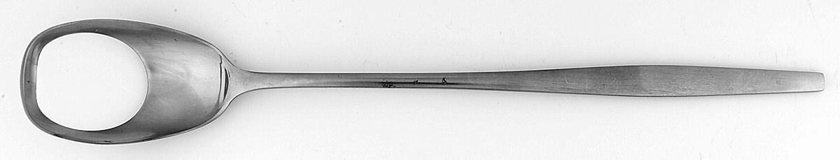 Variation V (Stnl, Germany, Denmark, Finland, Norway) Long Handle Solid Pierced Servng Spoon by Dansk-1