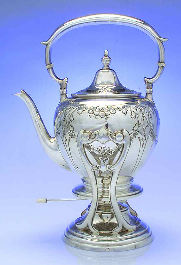 100 (Sterling, Hollowware) Kettle, Stand & Burner by Dunkirk Silversmiths-1