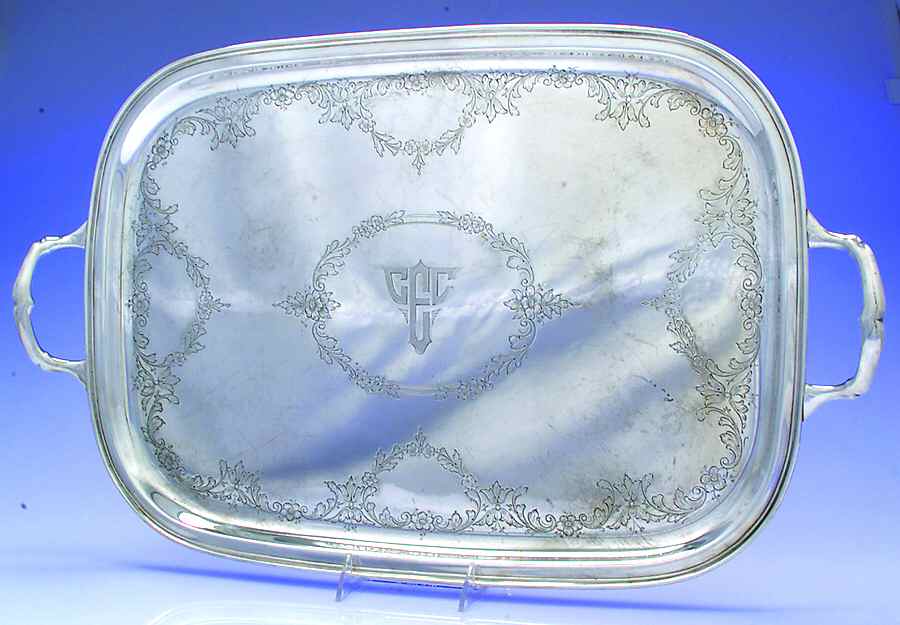 100 (Sterling, Hollowware) Large Waiter Tray by Dunkirk Silversmiths-1