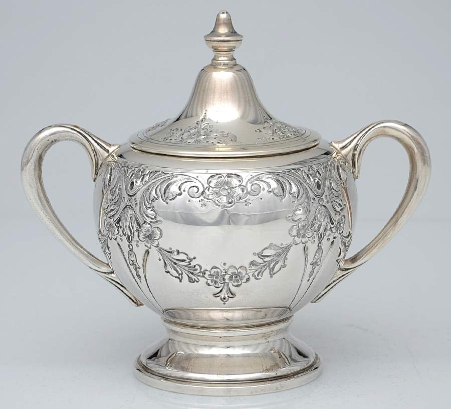 100 (Sterling, Hollowware) Sugar Bowl & Lid by Dunkirk Silversmiths-1