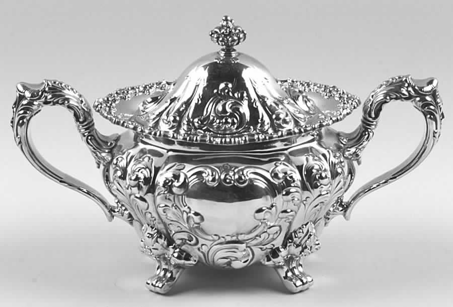 A805 (Sterling, Hollowware) Sugar Bowl & Lid by Durgin-1