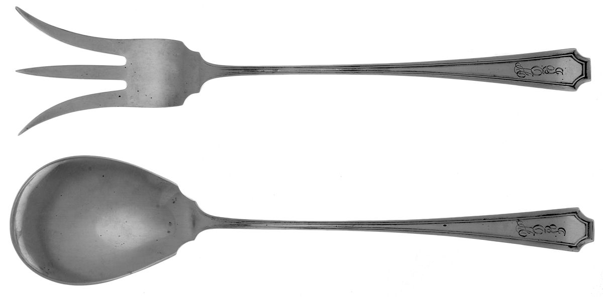Fairfax (Sterling, 1910, Monograms) 2 Pc Large Lettuce Serving Set by Durgin-1