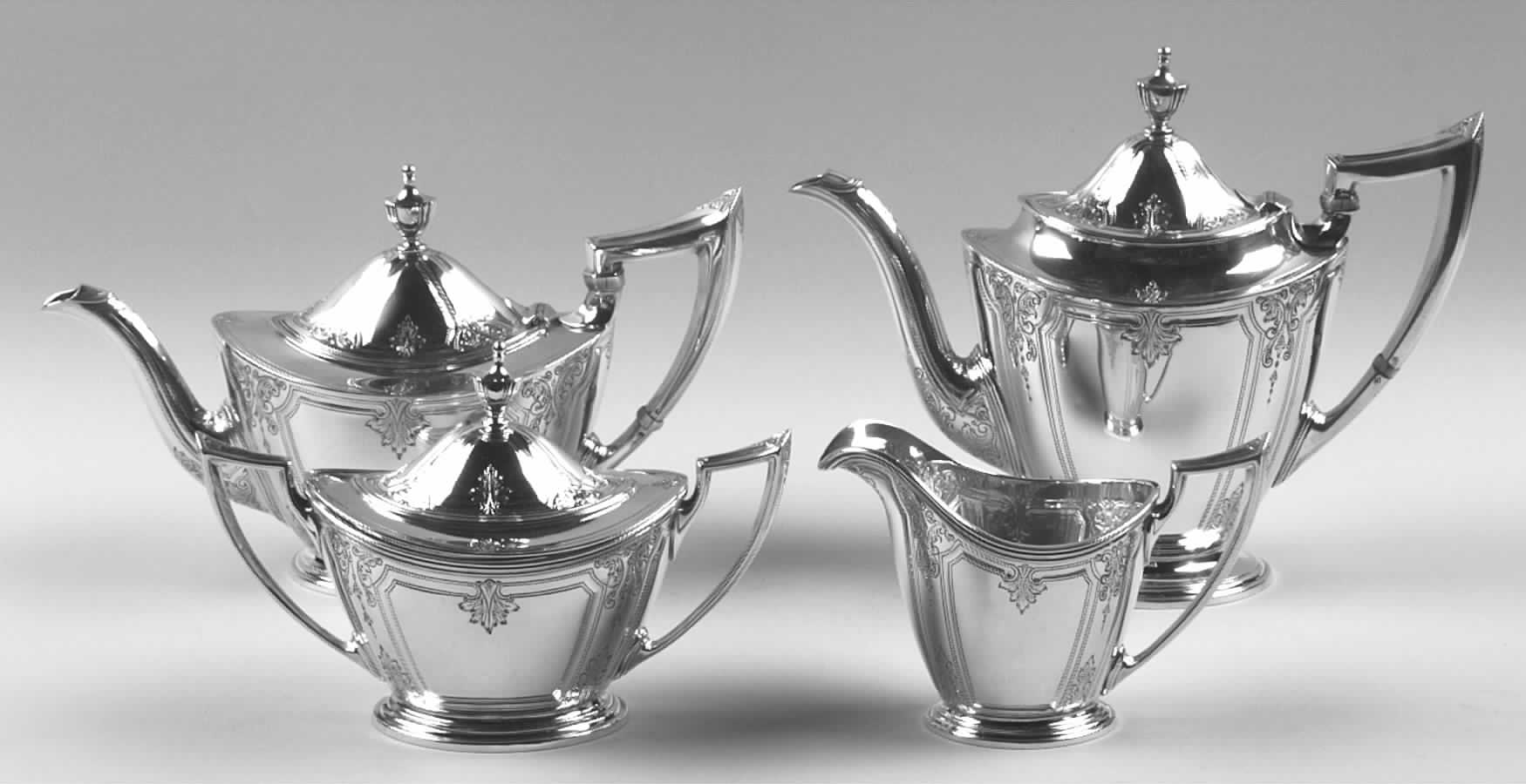 Lenox (Sterling, Hollowware) 4 Piece Tea Set (SCP, STP, SCR, SSU) by Durgin-1