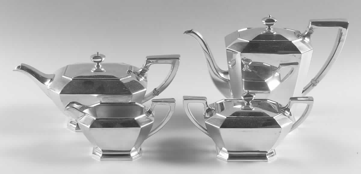 Fairfax (Sterling, Hollowware) 4 Piece Tea Set (SCP, STP, SCR, SSU) by Durgin-1