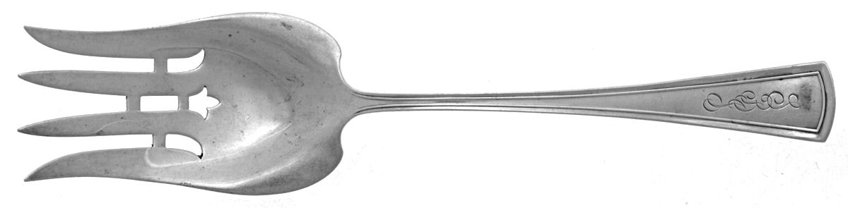 Virginia (Sterling, 1912, Monograms) Solid Salad Serving Fork by Dominick & Haff-1