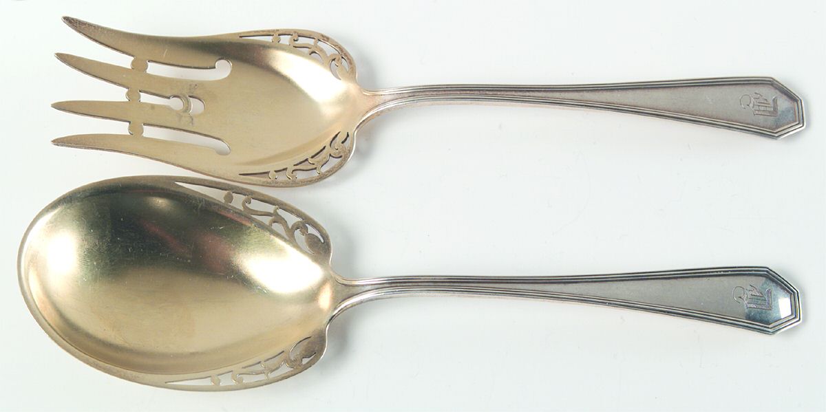 Queen Anne-Plain (Sterling, 1910) (2 Pc) Solid Salad Set by Dominick & Haff-1