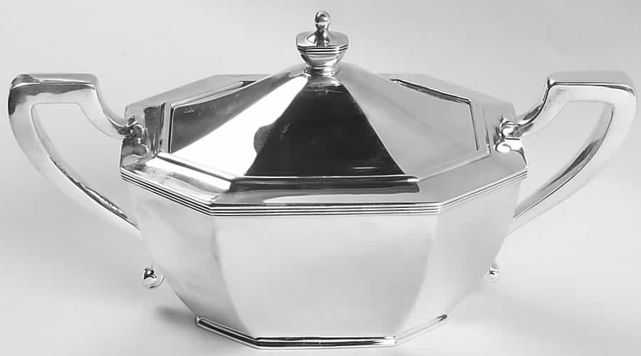 Queen Anne-Plain (Sterling, 1910, Hollowware) Sugar Bowl & Lid by Dominick & Haff-1
