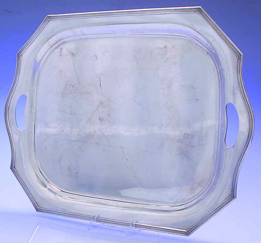 Queen Anne-Plain (Sterling, 1910, Hollowware) Large Waiter Tray by Dominick & Haff-1