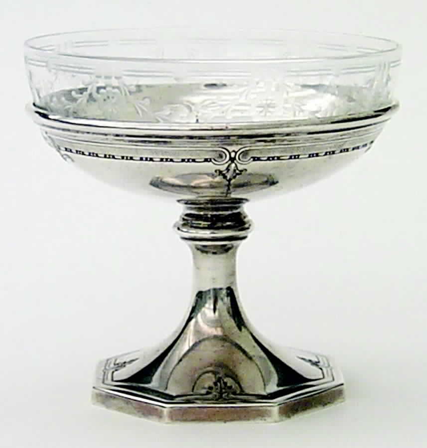 Colfax (Sterling, 1922, Hollowware) Sherbet & Glass Liner by Durgin-1
