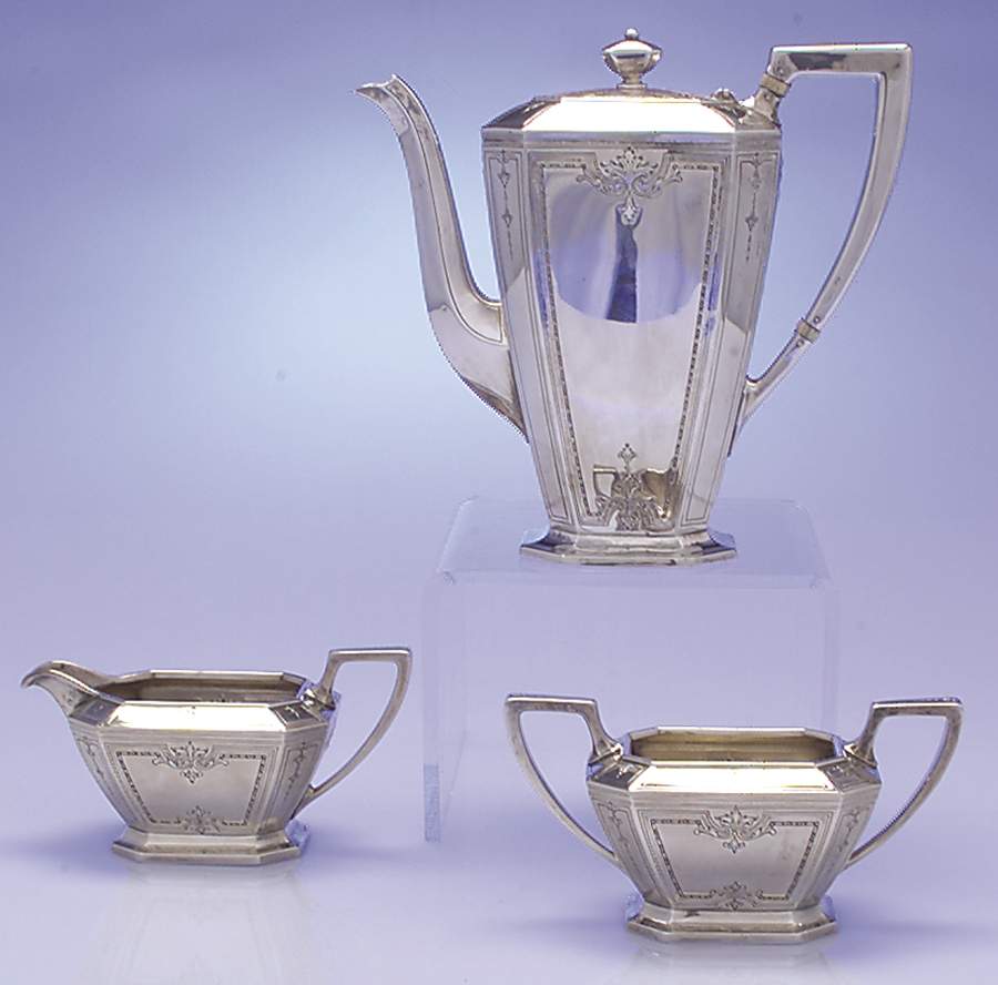 Colfax (Sterling, 1922, Hollowware) 3 Pc Demi Set (Motif 1 Pieces) by Durgin-1