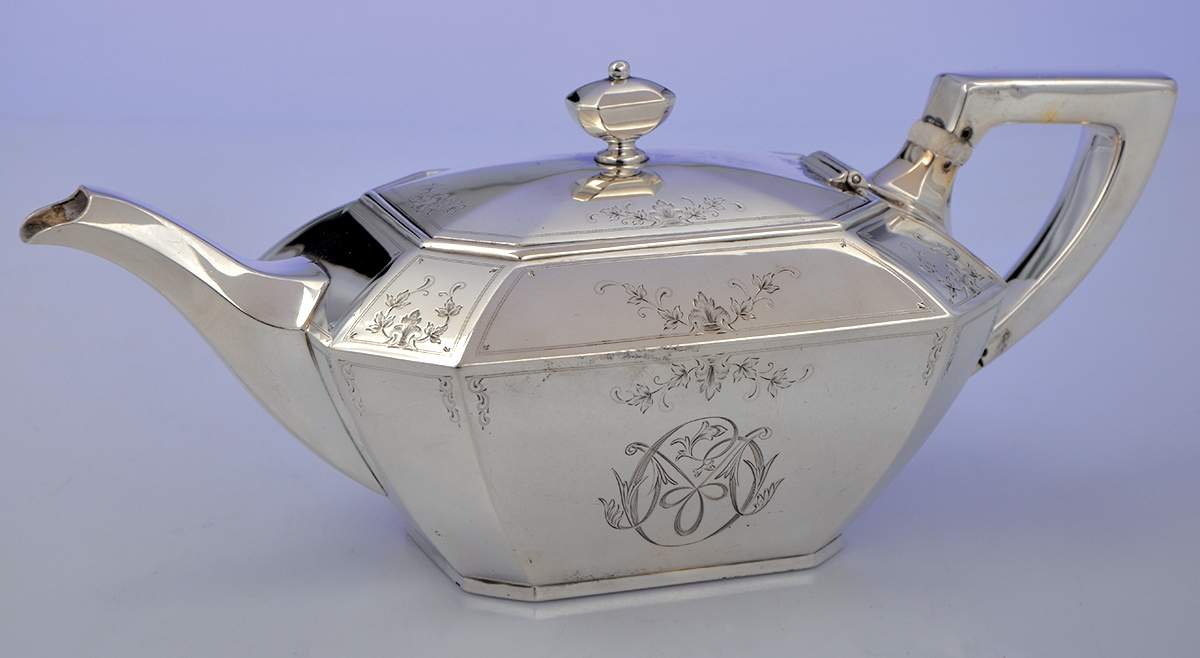 Fairfax No. 2-Engraved (Sterling, 1910, Hollowware) Teapot by Durgin-1