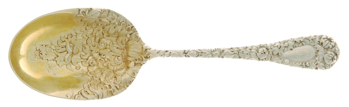 Chrysanthemum (Sterling, 1893, Monograms) Caddy Scoop by Durgin-1