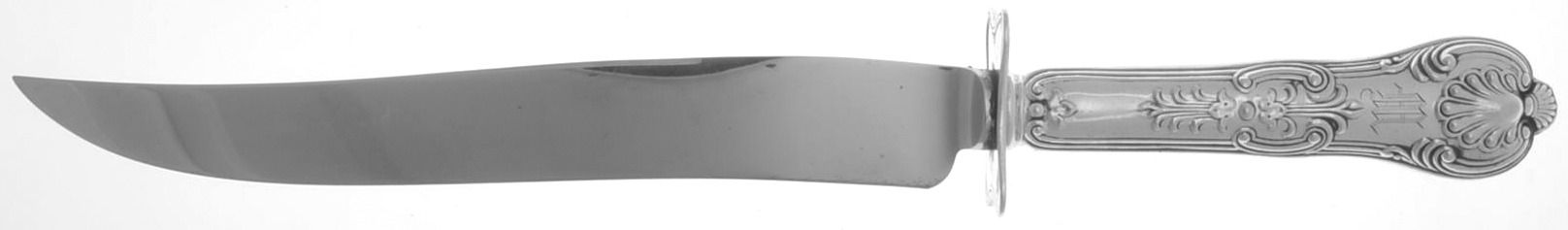 King (Sterling, 1880, Monograms) Large Carving/Roast Knife StnlBl w/Sterling Guard by Dominick & Haff-1