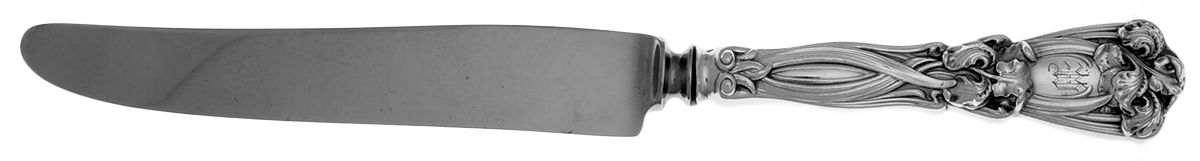 Iris (Sterling, 1900, Monograms) Newer Style Old French Hollow Knife with Bolster by Durgin-1