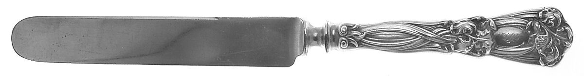 Iris (Sterling, 1900, Monograms) Blunt Hollow Knife with Bolster by Durgin-1