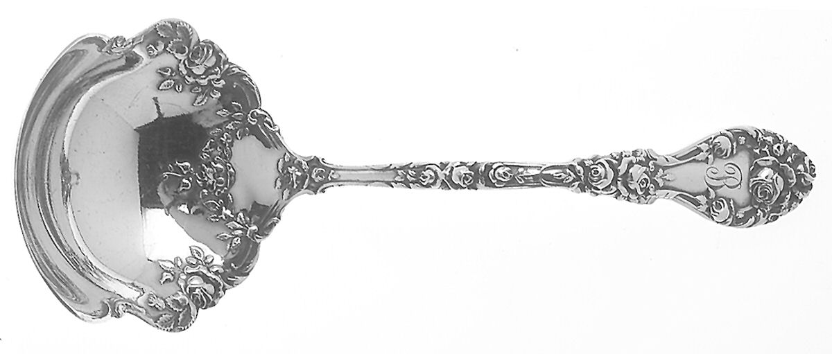Marechal Niel (Sterling, 1896, Monograms) Solid Piece Cream Ladle by Durgin-1