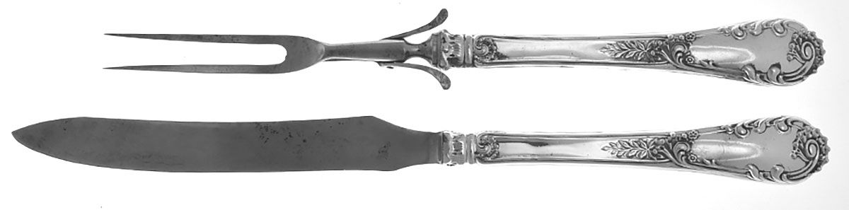 Louis XIV-Old Style (Sterling, 1888) Large 2-Piece Roast Carving Set w/Stainless Blade by Dominick & Haff-1