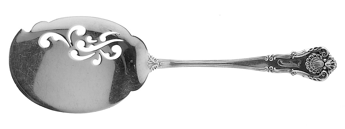New Queens (Sterling, 1900, Monograms) Small Pierced Solid Croquette Server by Durgin-1