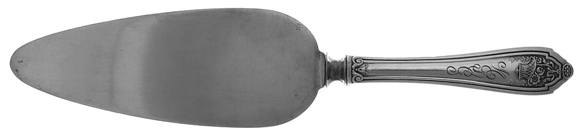 Basket of Flowers (Sterling, 1920, Monograms) Pie Server with Silverplate Blade by Dominick & Haff-1