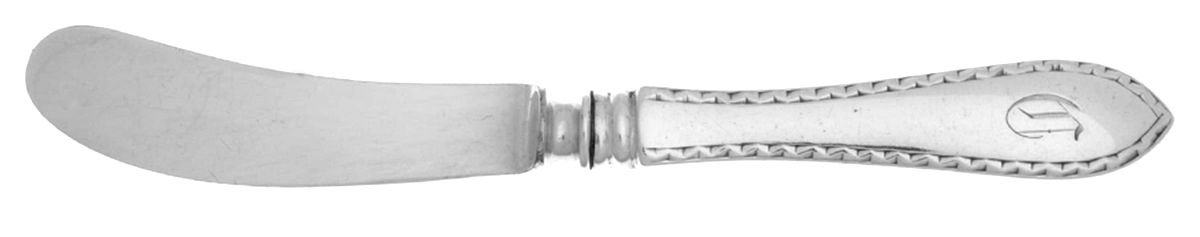 Pointed Antique#2-Engraved (Sterling, No Monos) Hollow Handle Paddle Butter Spreader (Slvpt) by Dominick & Haff-1