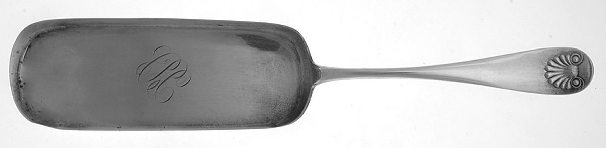 Shell (Sterling, 1890) Large Flat Handle Crumb Knife/Crumber by Durgin-1