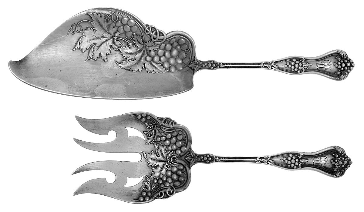 Grape (Sterling, 1895, No Monograms) Solid 2-Piece Small Fish Serving Set by Dominick & Haff-1