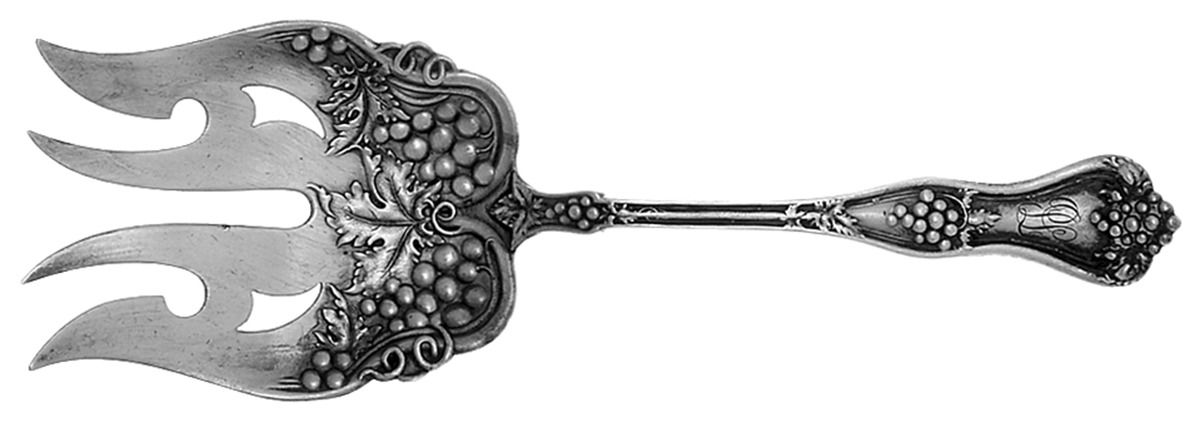 Grape (Sterling, 1895, No Monograms) Small Solid Fish Serving Fork by Dominick & Haff-1