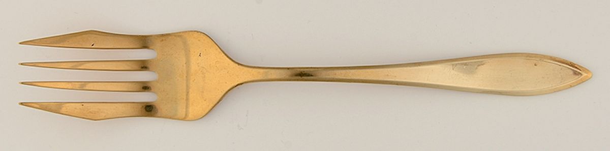 Regal (Dirimetal, Sweden, Possible Clover Backstamp) Medium Solid Cold Meat Serving Fork by Dirilyte-Dirigold-1