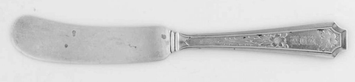 Fairfax-Engraved Y (Sterling) Flat Handle Butter Spreader by Durgin-1
